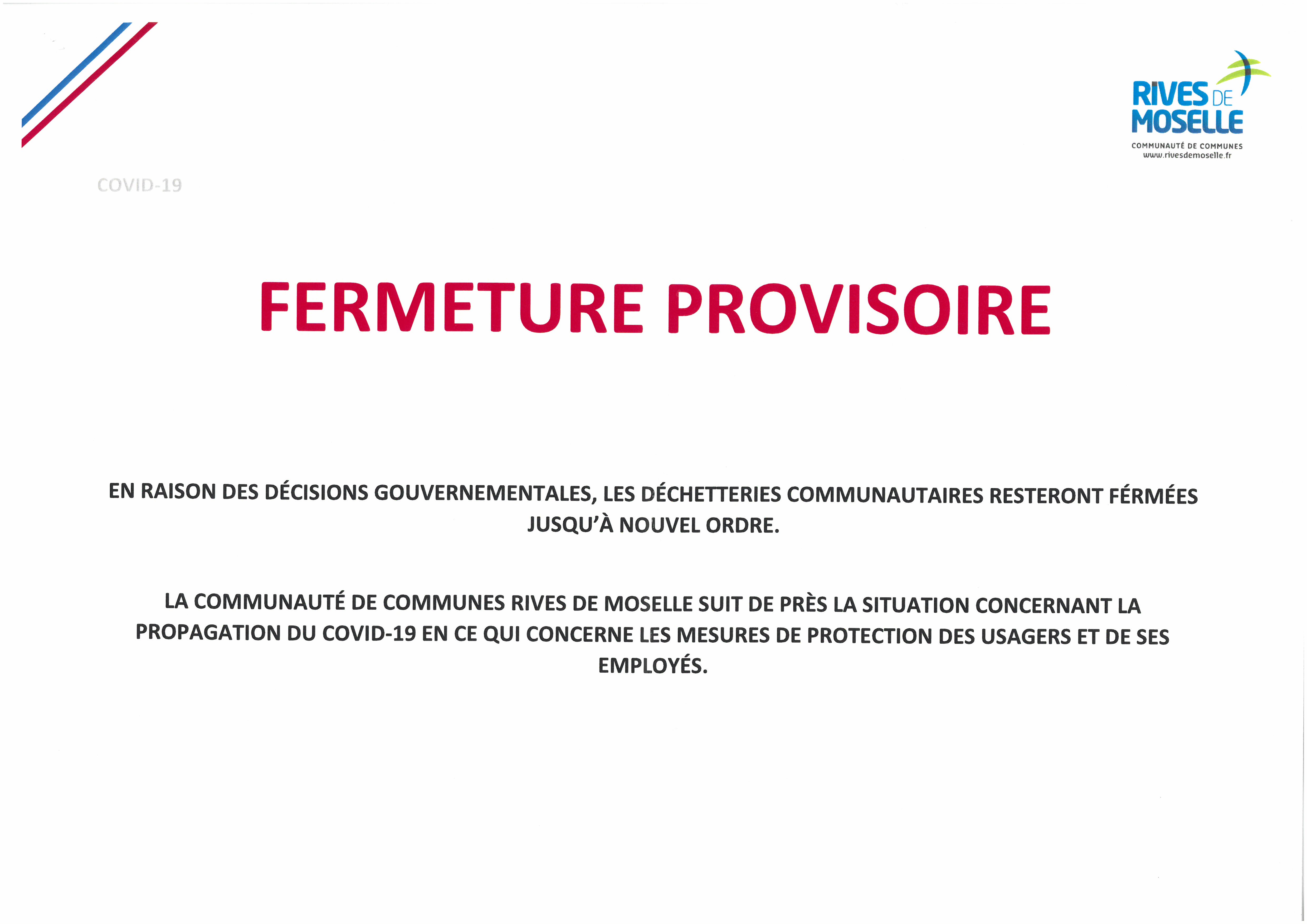 Fermeture déchetteries